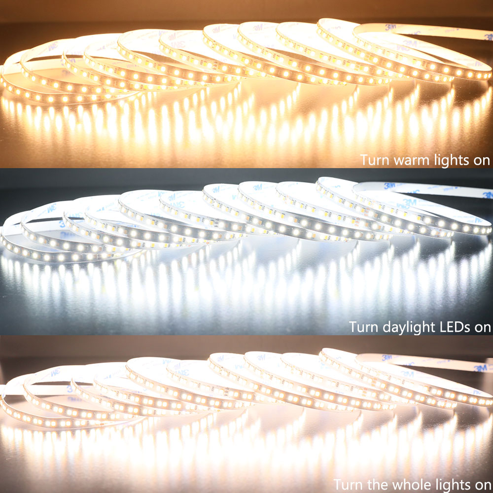 DC24V 8mm 2835 CCT Warm White + Daylight White Dimmable LED Light Strips DC24V 8mm 2835 CCT Warm White + Daylight White Dimmable LED Light Strips